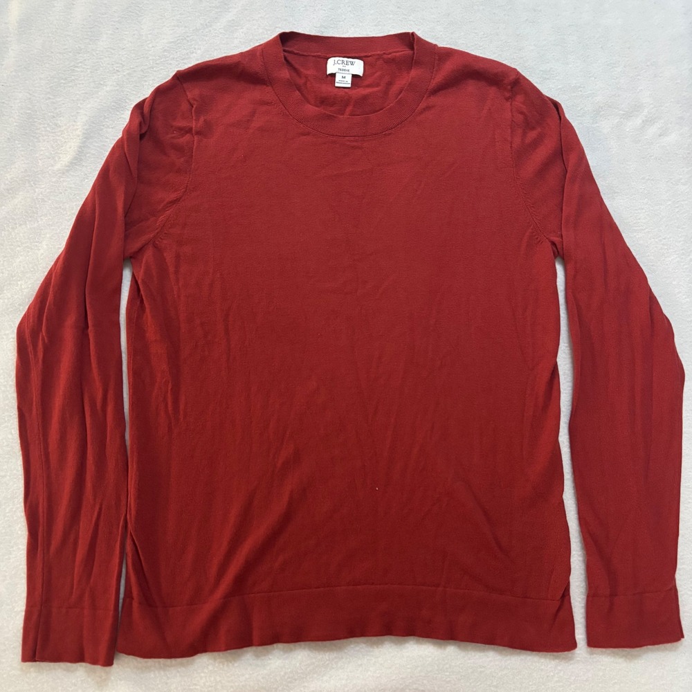J.Crew Teddie Sweater Womens Medium Red 100% Cotton Crew Neck Long Sleeve Top